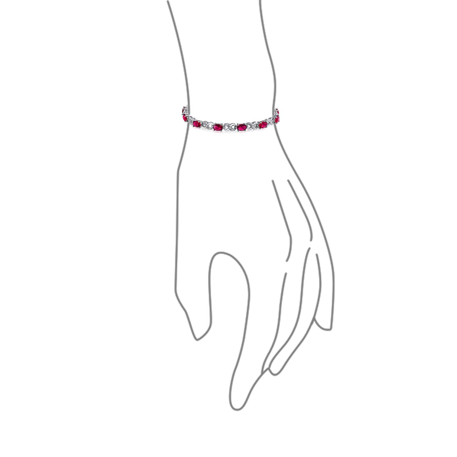 Bracelet de tennis pour femmes en argent rose plaqué avec saphir simulé, rubis, morganite, émeraude, tourmaline, zircon cubique bleu, rose, vert, rouge AAA ovale CZ symbole infini milgrain.