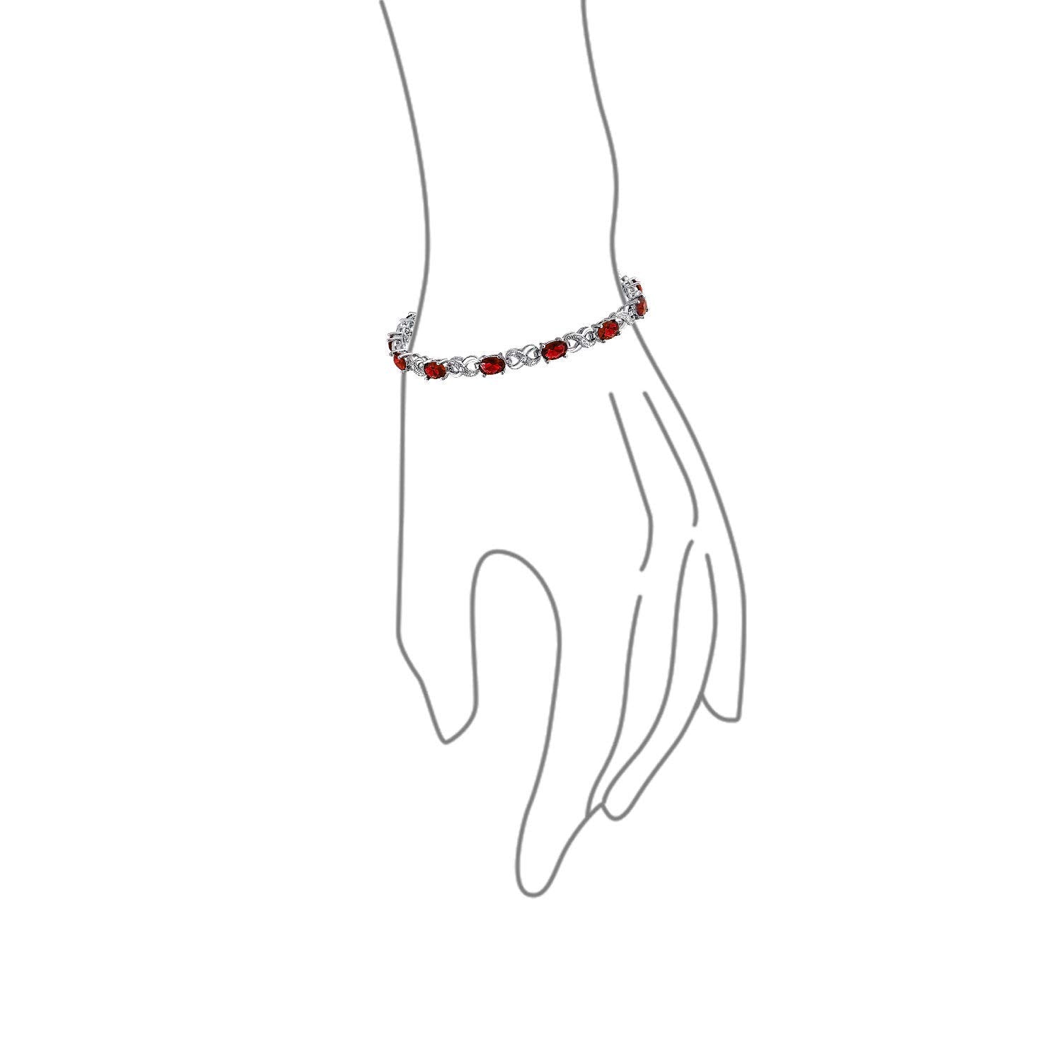 Bracelet de tennis pour femmes en argent rose plaqué avec saphir simulé, rubis, morganite, émeraude, tourmaline, zircon cubique bleu, rose, vert, rouge AAA ovale CZ symbole infini milgrain.