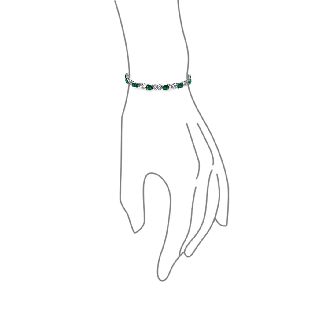 Bracelet de tennis pour femmes en argent rose plaqué avec saphir simulé, rubis, morganite, émeraude, tourmaline, zircon cubique bleu, rose, vert, rouge AAA ovale CZ symbole infini milgrain.