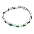 Bracelet de tennis pour femmes en argent rose plaqué avec saphir simulé, rubis, morganite, émeraude, tourmaline, zircon cubique bleu, rose, vert, rouge AAA ovale CZ symbole infini milgrain.