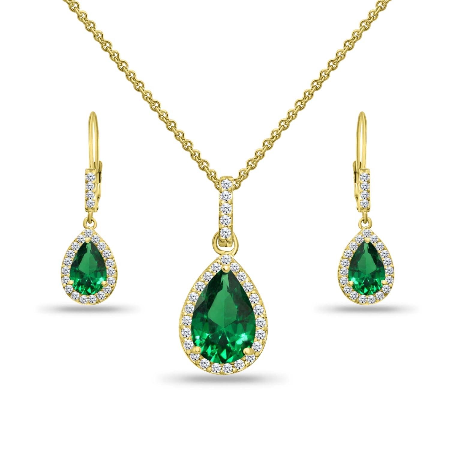 Jewelry Sets for Women, Necklace and Earring Sets for Women, Birthstone Jewelry, Genuine or Synthetic Gemstones, Teardrop Necklace and Dangle Earrings, Pendant Necklace, Sterling Silver Jewelry