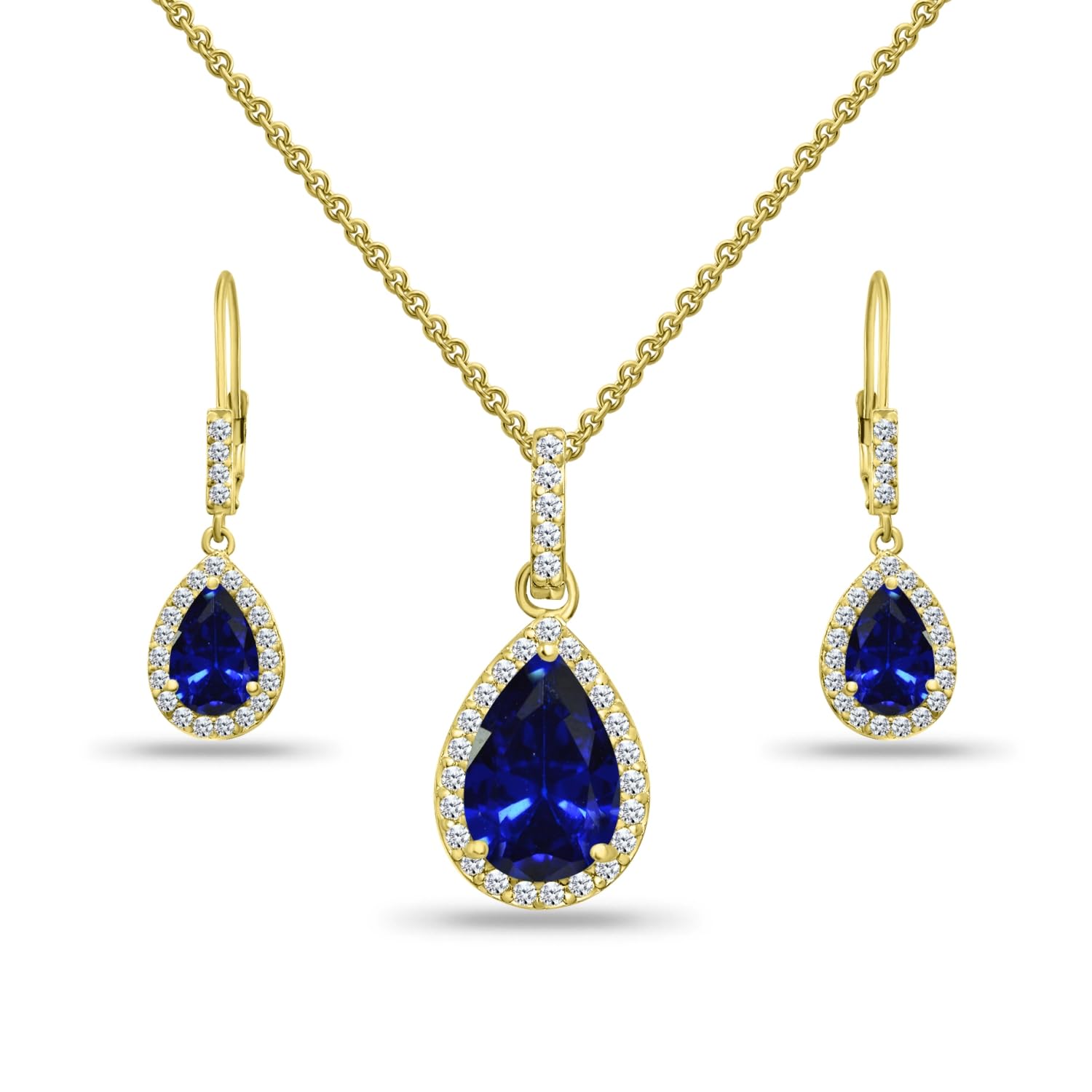 Jewelry Sets for Women, Necklace and Earring Sets for Women, Birthstone Jewelry, Genuine or Synthetic Gemstones, Teardrop Necklace and Dangle Earrings, Pendant Necklace, Sterling Silver Jewelry