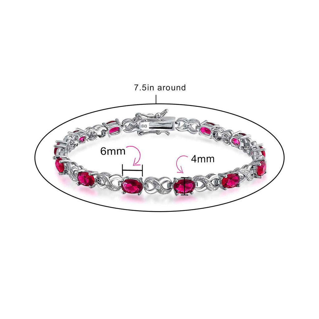 Bracelet de tennis pour femmes en argent rose plaqué avec saphir simulé, rubis, morganite, émeraude, tourmaline, zircon cubique bleu, rose, vert, rouge AAA ovale CZ symbole infini milgrain.