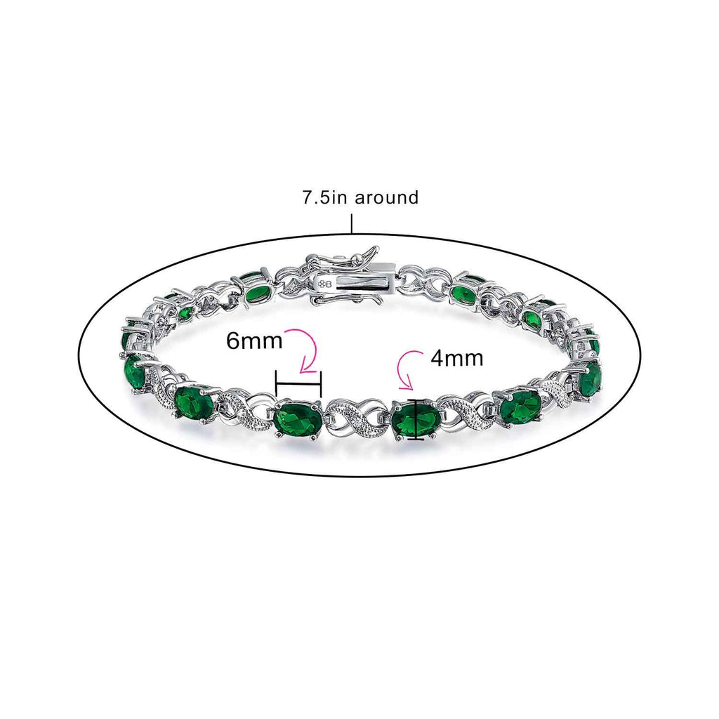 Bracelet de tennis pour femmes en argent rose plaqué avec saphir simulé, rubis, morganite, émeraude, tourmaline, zircon cubique bleu, rose, vert, rouge AAA ovale CZ symbole infini milgrain.