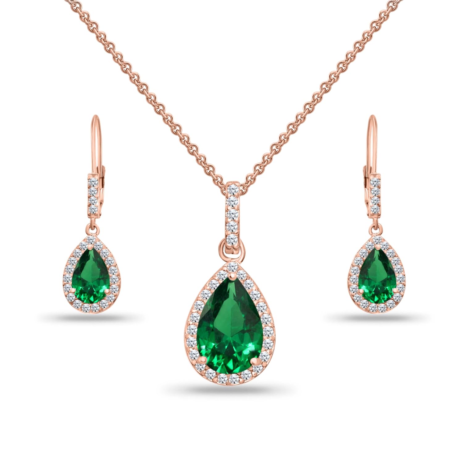 Jewelry Sets for Women, Necklace and Earring Sets for Women, Birthstone Jewelry, Genuine or Synthetic Gemstones, Teardrop Necklace and Dangle Earrings, Pendant Necklace, Sterling Silver Jewelry