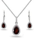 Jewelry Sets for Women, Necklace and Earring Sets for Women, Birthstone Jewelry, Genuine or Synthetic Gemstones, Teardrop Necklace and Dangle Earrings, Pendant Necklace, Sterling Silver Jewelry