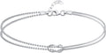 Bling Jewelry L'Amour Romantique L'Infini Bracelet De Cheville Pour Femmes Ados Chaîne De Serpent À Billes Fendues .925 Argent Sterling Ajustable 9 À 10 Pouces
