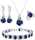 GZWHD Jewelry Set for Women Water Drop Cubic Zirconia Artificial Crystal Earrings Pendant Necklace Open Ring Tennis Bracelet Wedding Anniversary Birthday Engagement Gift for Bridesmaid Wife Girlfriend Friend