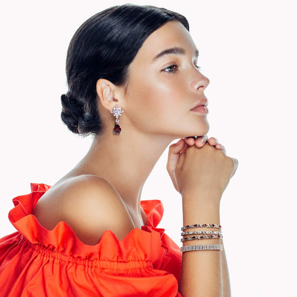Bracelet de tennis pour femmes en argent rose plaqué avec saphir simulé, rubis, morganite, émeraude, tourmaline, zircon cubique bleu, rose, vert, rouge AAA ovale CZ symbole infini milgrain.